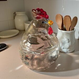 Art Glass Chicken Candy Dish 6x4x4” Brand New